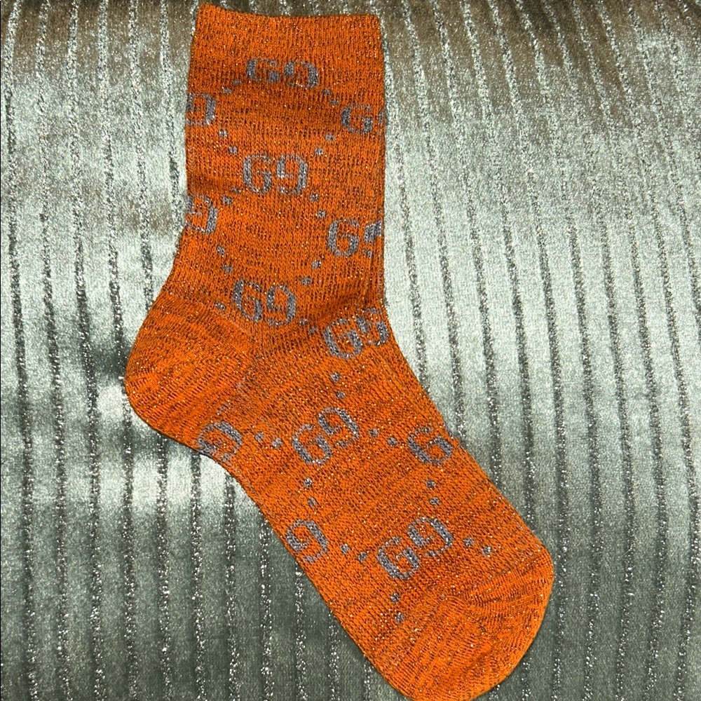 NEW Gucci Orange and Gray Logo Men's Socks